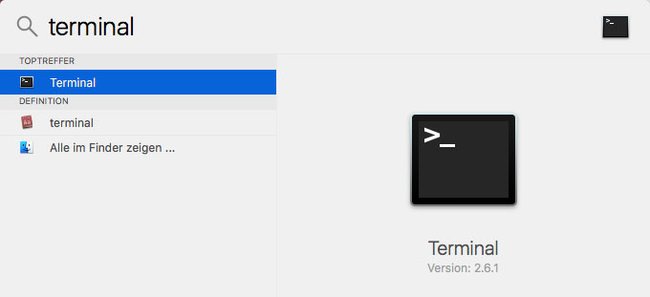So öffnet ihr das Terminal.