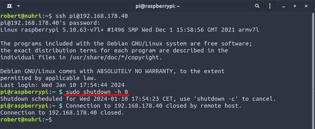 Mit dem Befehl fährt der Pi sofort herunter. (Bildquelle: GIGA)