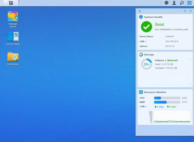 Die Benutzeroberfläche der Synology Diskstation.