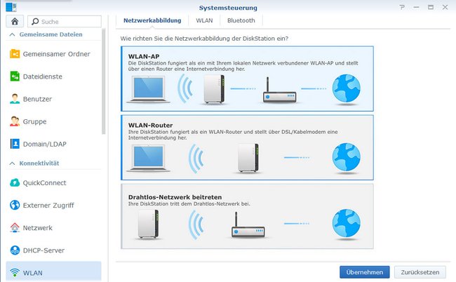 Wählt die entsprechende Option für den WLAN-Modus des NAS aus.