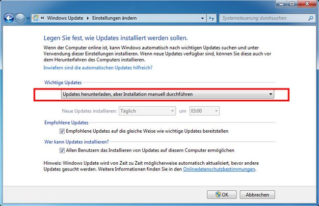Hier ändert ihr die Update-Einstellung. (Bildquelle: GIGA)
