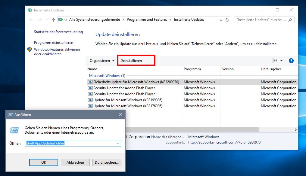 Windows Einzelnes Update deinstallieren & rückgängig machen so geht