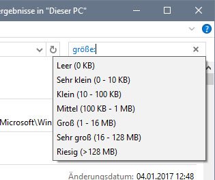 Tippt einfach "größe:" ein.