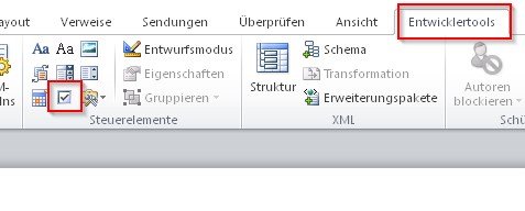 word-checkbox-entwicklertools