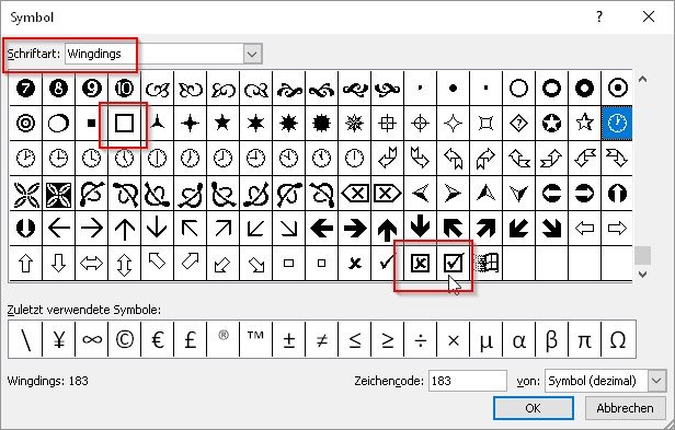 word-checkbox-kasten