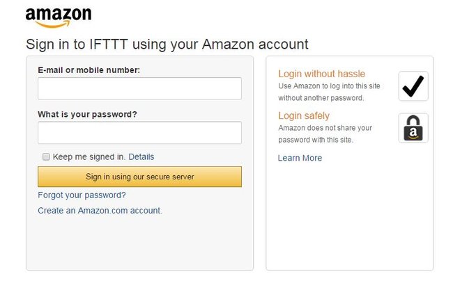 IFTTT Alexa Amazon Konto