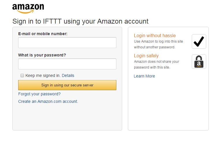 IFTTT Alexa Amazon Konto