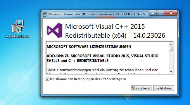 Setup-Assistent von Microsoft Visual C++ 2015 Redistributable.