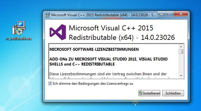 Setup-Assistent von Microsoft Visual C++ 2015 Redistributable.