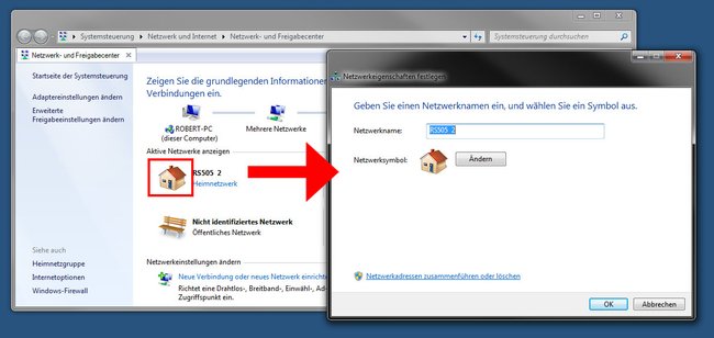 Hier ändert ihr den Netzwerknamen in Windows 7 und 8.