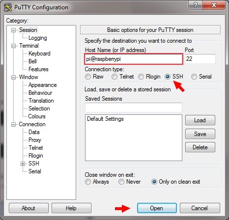 WIndows SSH Putty Raspberry Pi