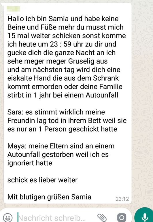 WhatsApp Kettenbrief Samia