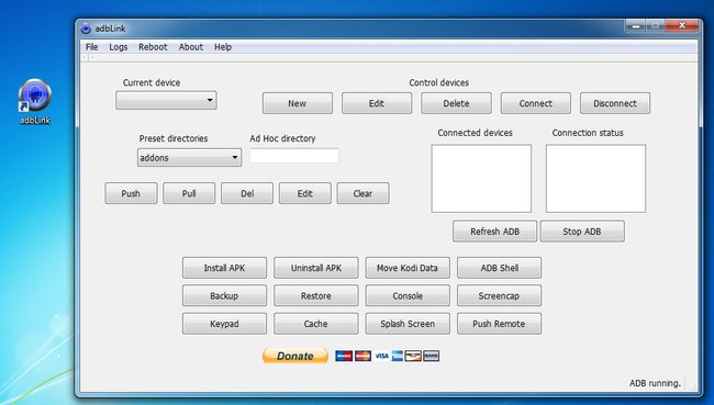 So sieht die Oberfläche von adbLink aus.