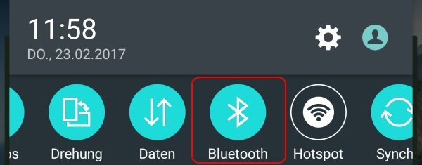 lDas ist das Bluetooth-Symbol in den Schnelleinstellungen. Bild: GIGA