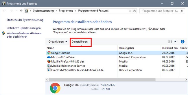 Windows: Hier löscht ihr installierte Browser.