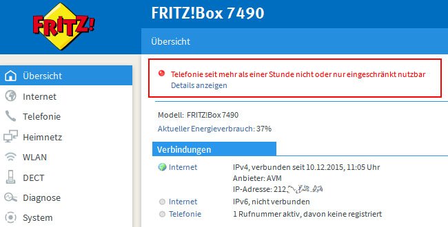 Fritzbox Info Leuchtet Rot