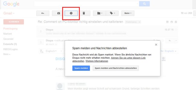 Gmail zeigt euch über den Button an, wie ihr diese Art von Nachrichten abbestellen könnt.