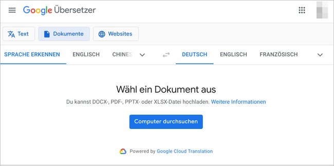 Der Google-Übersetzer übersetzt euer PDF in wenigen Sekunden. (Bildquelle: GIGA)