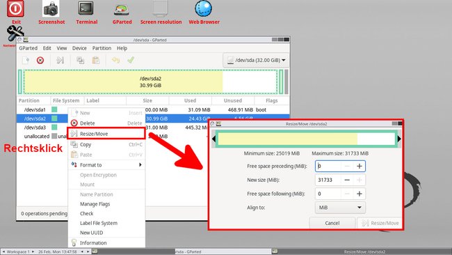 GParted: So ändert ihr die Größe einer Partition. (Bildquelle: GIGA)