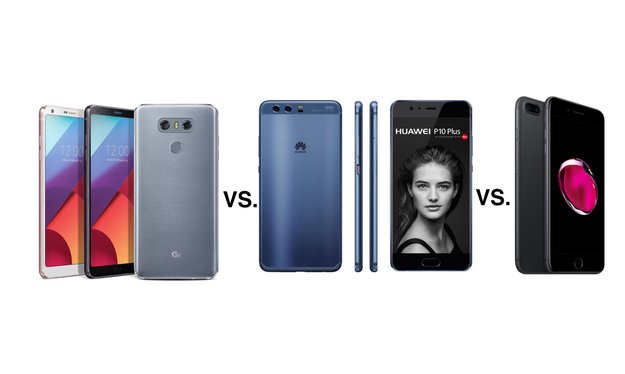 LG G6 vs. Huawei P10 Plus vs. iPhone 7 Plus: Display-Giganten im Vergleich