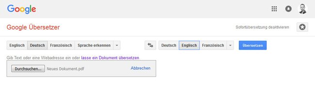 Mit Google Translate übersetzt ihr PDF-Dateien sehr einfach.