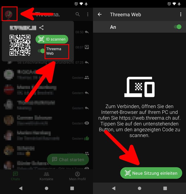 So öffnet ihr Threema-Web auf dem Handy. Bild: GIGA