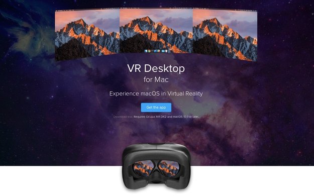 VR Desktop simuliert mehrere virtuelle Mac-Bildschirme mit Oculus Rift