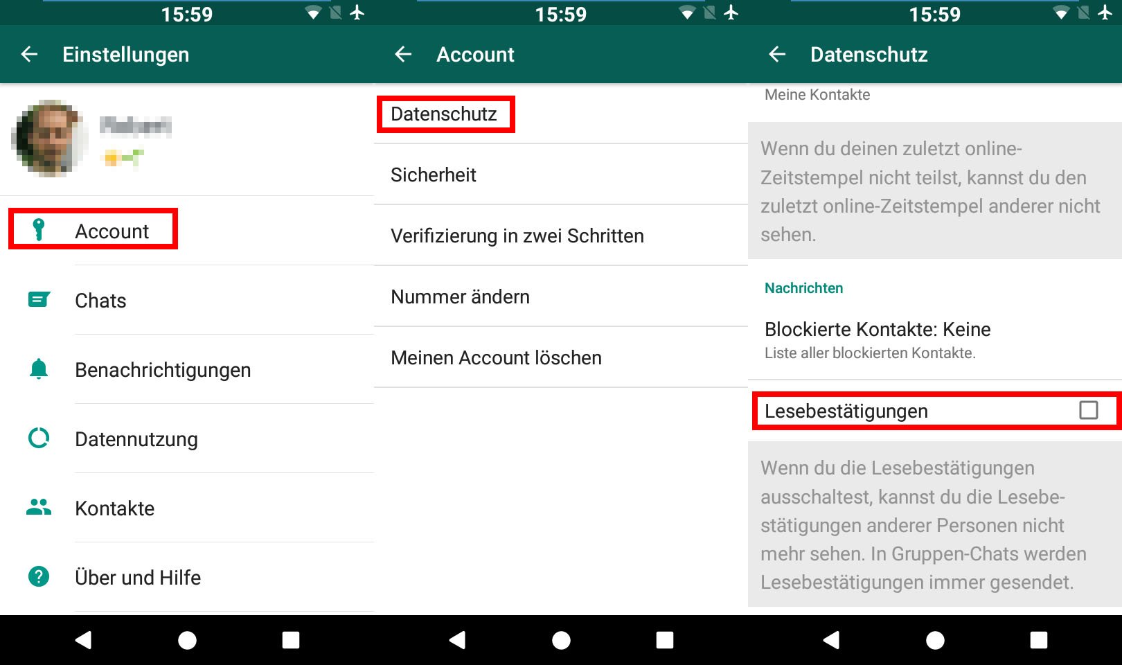 Blaue haken bei whatsapp ausschalten