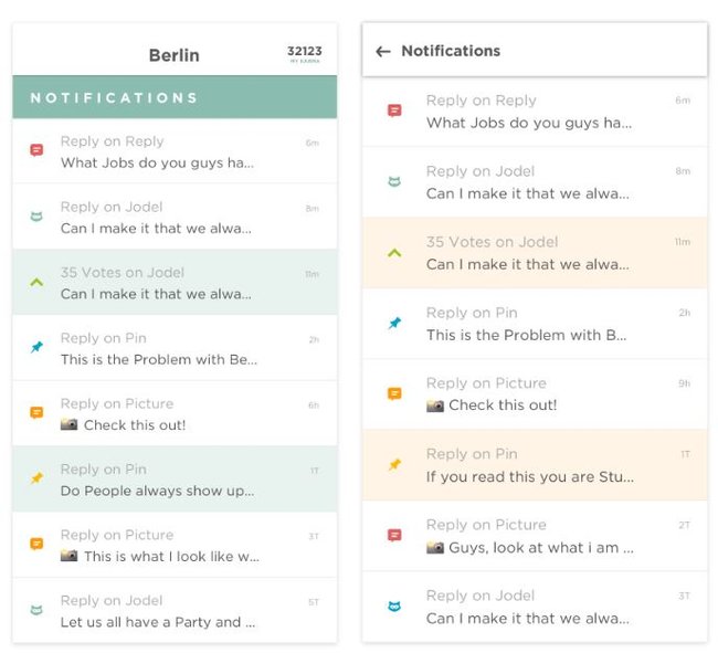 Jodel Notification Center iOS Android