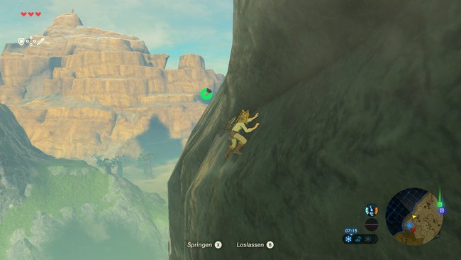 Link versucht einen Berg zu erklimmen