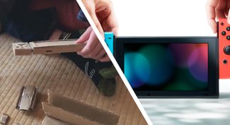 Verzweifelter Spieler baut sich eine Nintendo Switch aus Karton