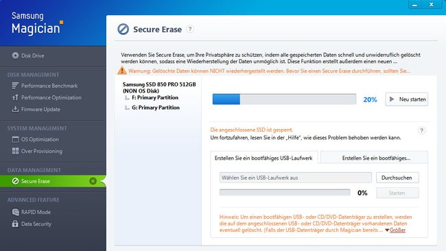 Herstellerprogramme können eine SSD per „Secure Erase“-Befehl löschen. Bildquelle: ssdblog.de