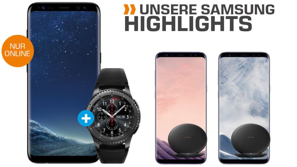 Samsung-Highlights bei Saturn: Galaxy S8 + Gear S3 mit Telekom-Vertrag für 35 € pro Monat