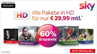 Mega Sky-Angebot: Alle Pakete in HD inkl. gratis Sky+ HD-Receiver für 29,99 € pro Monat (statt 76,99 €)