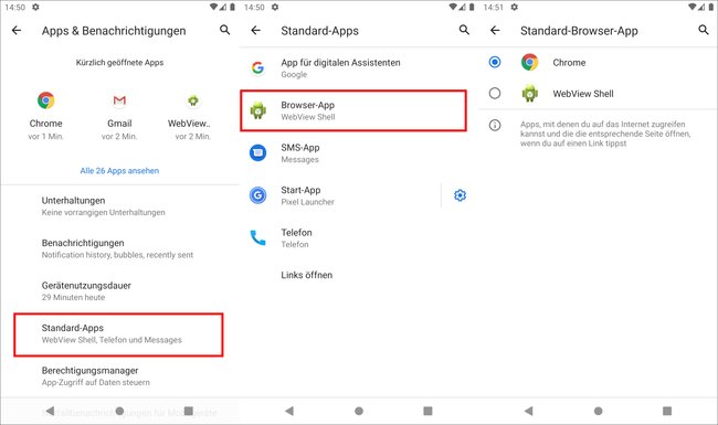 Android: Hier ändert ihr den Standard-Browser. Bild: GIGA