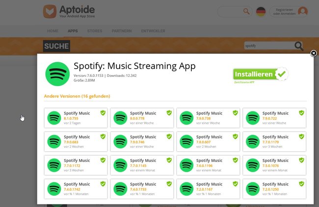 aptoide-spotify-versionen