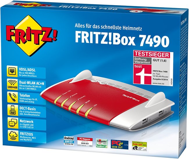 Die Fritzbox 7490 unterstützt WLAN 802.11 b/g/n/ac. Aber was bedeutet das? (Bildquelle: AVM)