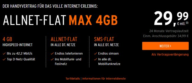 Screenshot von der otelo-Website: „Highspeed-Internet“ ist eine Umschreibung für „kein LTE“