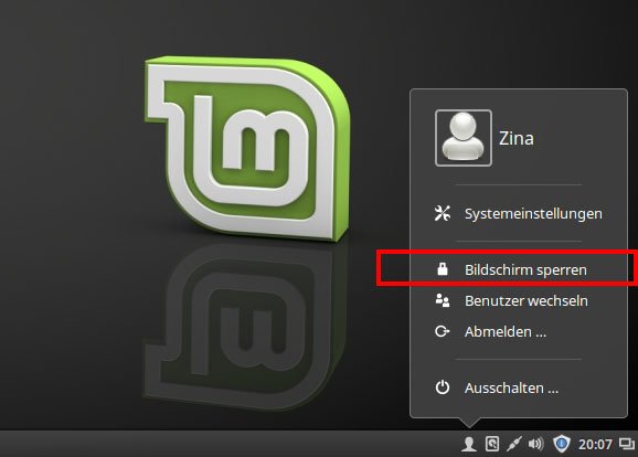 Hier könnt ihr einen Linux-Mint-Computer sperren.