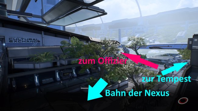 Der Offizier ist gegenüber der Andockbucht zu finden.