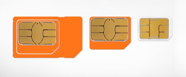 Von links nach rechts: Mini-, Micro- und Nano-SIM.