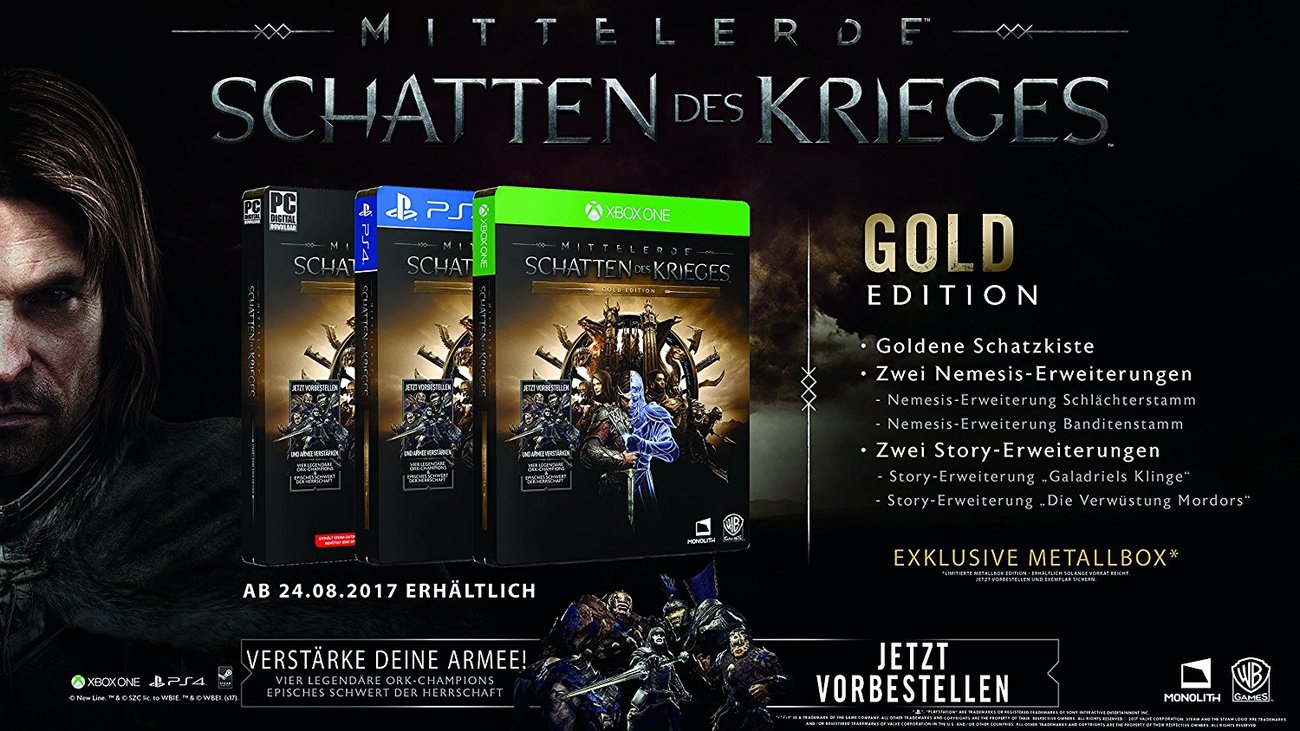 Reise Durch Mittelerde Erweiterung Schatten Des Krieges Mittelerde - Schatten des Krieges: Editionen, Vorbestellerbonus und