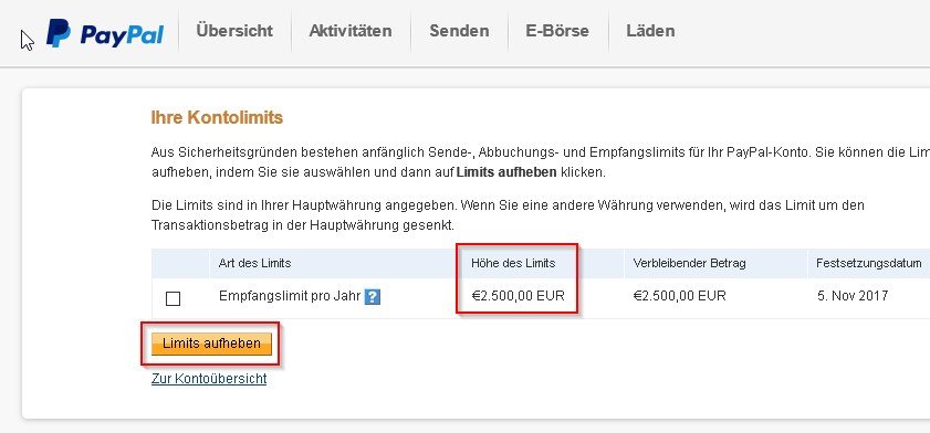 Paypal Limit Wie Kann Man Es Aufheben