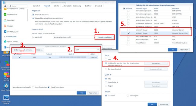 So konfiguriert ihr WebDAV in der Diskstation-Firewall.