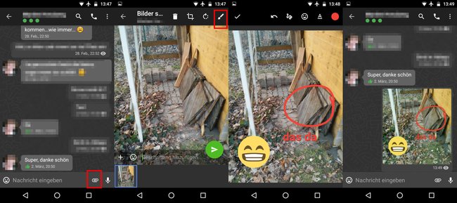 Threema: So könnt ihr auf Bildern Smileys, Text oder eigenen Zeichnungen einfügen.