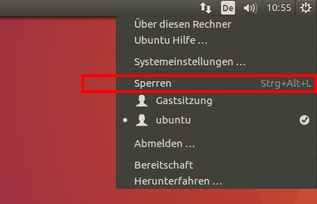 Klickt hier, um Ubuntu zu sperren.