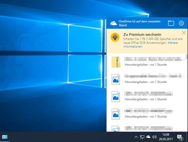 OneDrive ist auf dem neuesten Stand und zeigt Werbung für sich an.