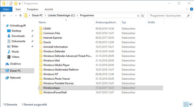 Der Ordner „WindowsApps“ ist oft der Übeltäter.