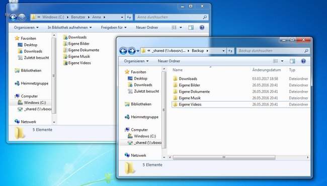 Hier wurde ein einfaches Backup der angezeigten Ordner auf eine andere Festplatte gemacht.
