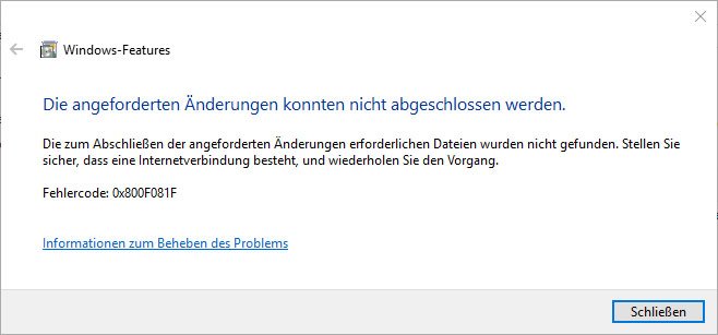 0x800f081f Fehler Bei Windows Update Und Net Framework 3.5